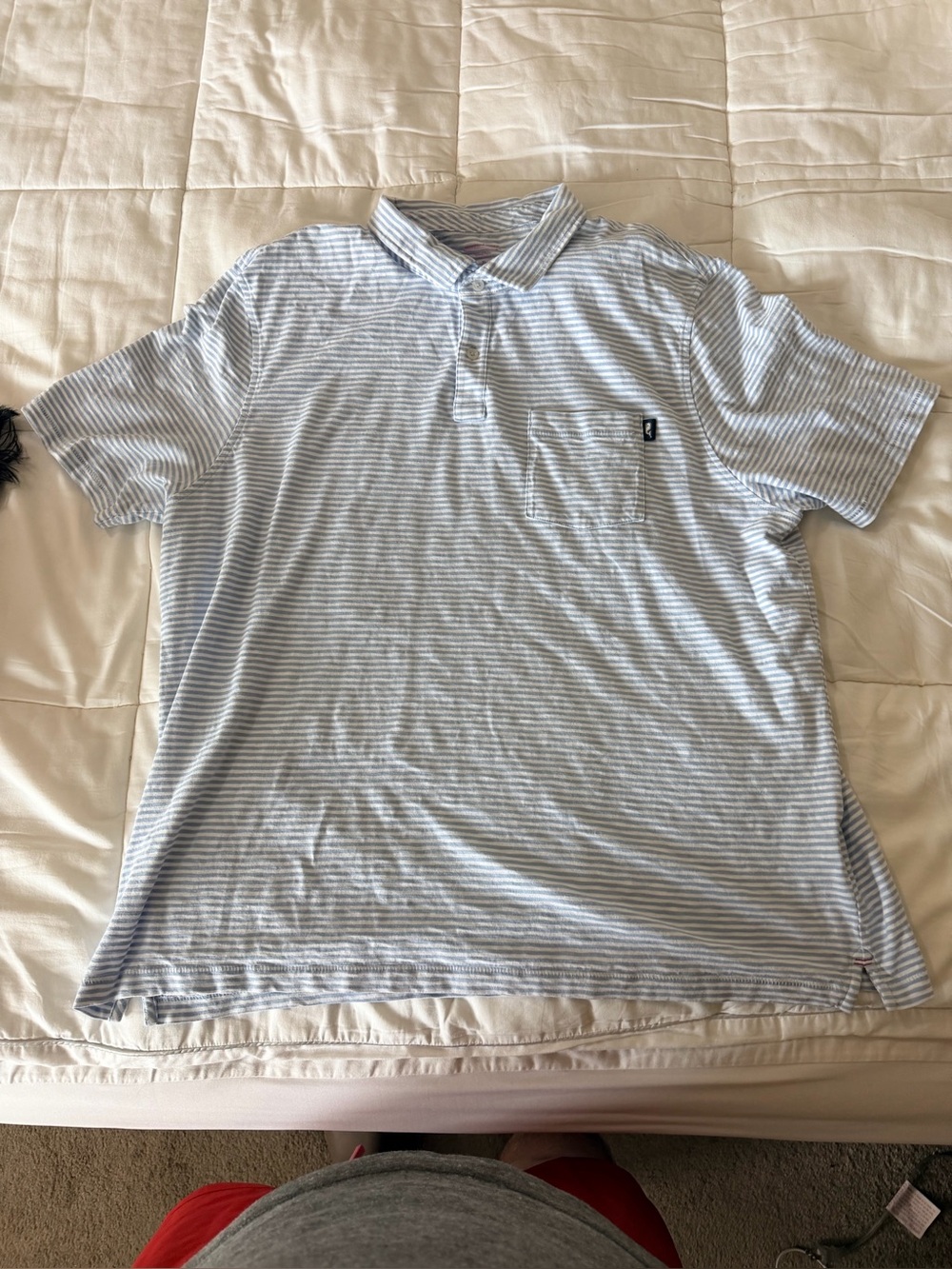 Vineyard Vines Light Blue and White Striped Polo